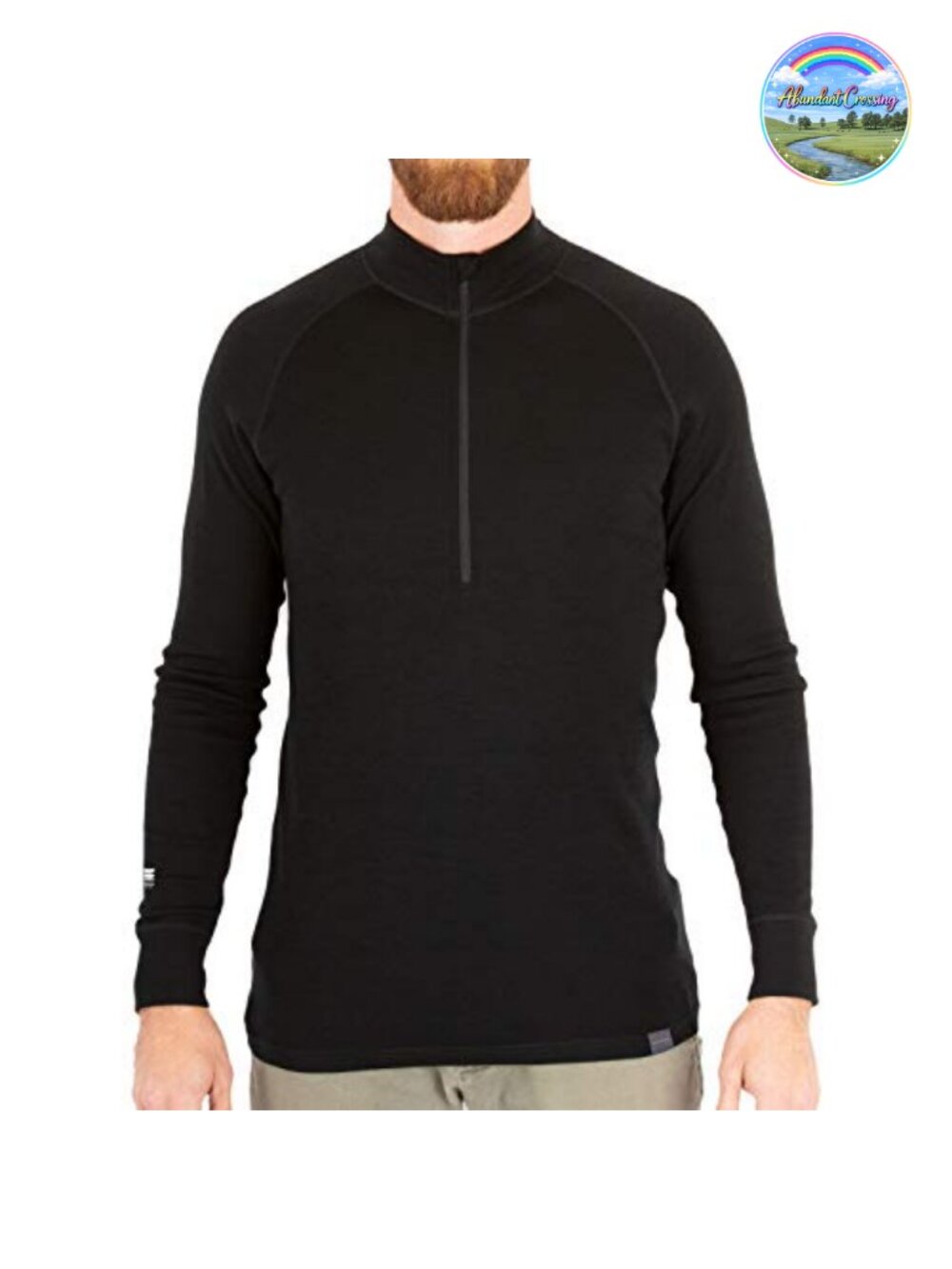 100% Merino Wool Midweight Half Zip Thermal Top Long Sleeve